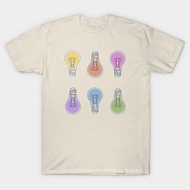 lightbulbs vintage retro rainbow colors T-Shirt by weilertsen